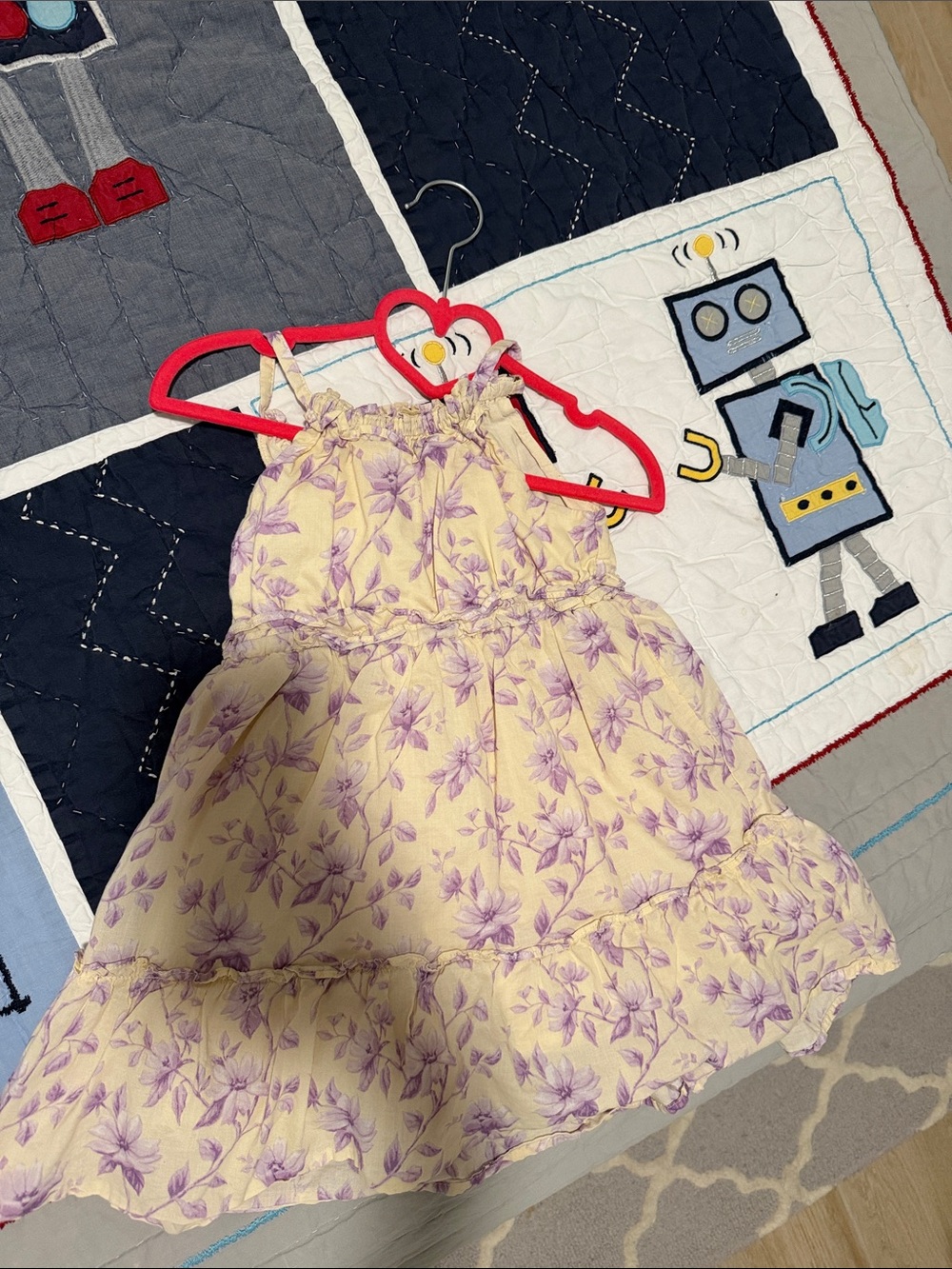 Janie and Jack Cream Dress with Lavender Floral Print